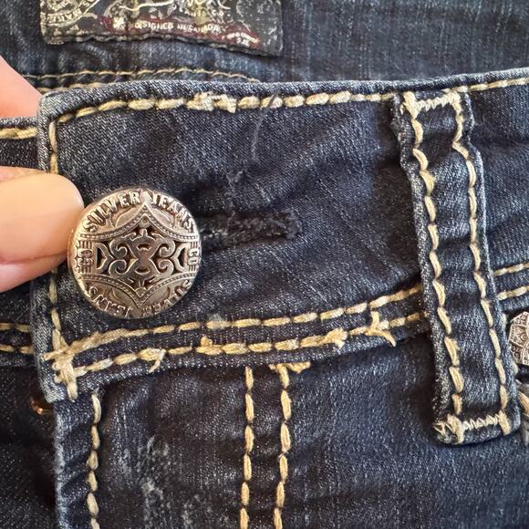 Silver Jeans Women's Size 29 29/31 Blue Dark Wash Suki Denim bootcut 1163 - Picture 3 of 14